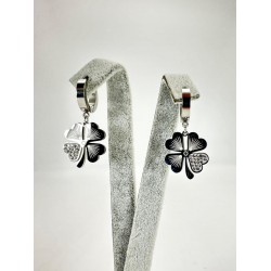 Gümüş Taşlı Yonca Küpe